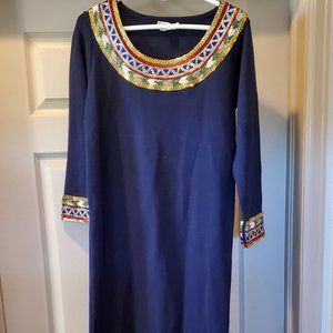 Vintage, beaded 80's knit dress